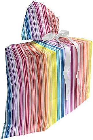 Poklon torba od Lunarable prugaste tkanine, digitalne nove fraktalne linije u boji ukrašene dječacima djevojčicama, sadašnja torba za zabave rođendane sa 3 trake, 27, višebojne