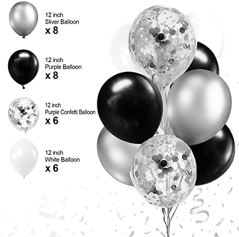 Crni i srebrni rođendanski ukrasi za muškarce Ženske dječake Djevojke Sretan rođendan Banner balone folije Fringe zavjese Crno-bijeli
