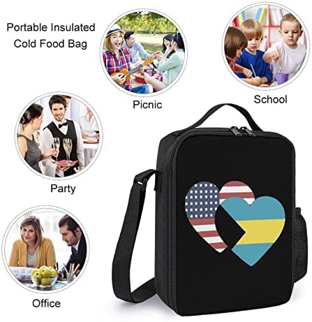 Bahami USA Flag Heart školski ruksak Setovi za učeničku slatku štampanu vrećicu za knjige sa izolovanom kutijom za ručak i Pernicom