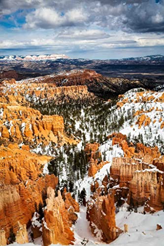 Jugozapadna fotografija ispisati vertikalnu sliku kanjona Bryce na snježnom danu u Utahu, umjetnički dekor prirode Zapadnog zida 4x6