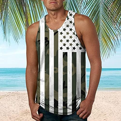DAZLOR 4th of July Tank Tops for Men Summer Sleeveless USA Flag Patriotic Workout T-Shirts Fitness Vest Athletic Undershirts