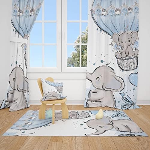 Slatki slonovi i baloni Baby Boy Soba za Curtains Dječji zavjese za zavjese
