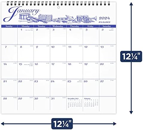 AT-GLANCE 2024 Zidni kalendar, 12 x 12, srednji, mesec, izdanje ilustratora