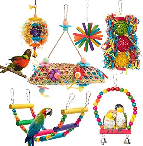 Otrogoje 6 kom. PCS Igračke za rezanje papagaja za žvakanje za paragere, ptičja kaveza Swing igračke, penjanje ljestvice viseći kavez