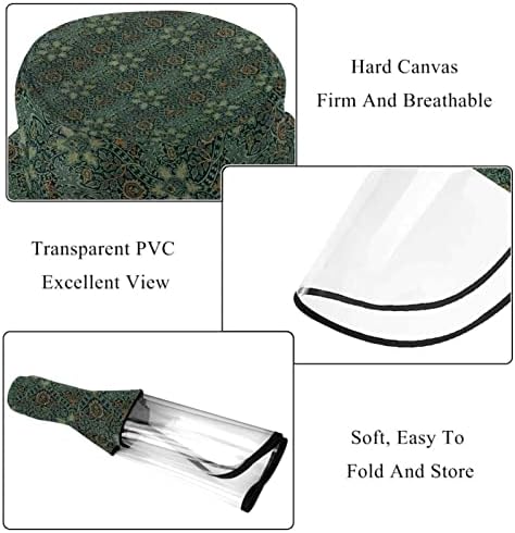 Zaštitni šešir za odrasle sa štitom za lice, ribarsko šešir protiv sunčeve kape, vintage tamnozeleni cvijet