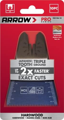 Arrow OSC106-10 japanski zub Oscilantni sečiv za tvrdo drvo, drvo, PVC, Drywall, univerzalno, odgovara većini multitoala, 2-11 / 16