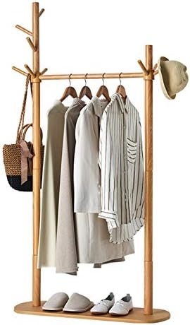 Jednostavna šina za odjeću za drvo / 9 kukica / stalak za kapute jak / izdržljiv Moda / žuta / 78×29×175,5 CM