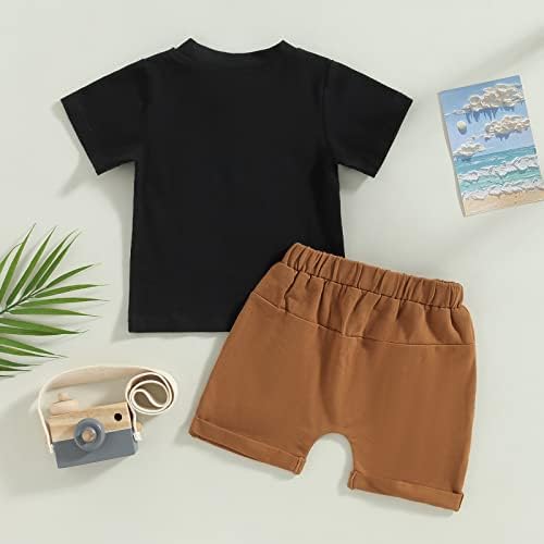 TODDLER Baby Boy ljetna odjeća Boja blok Boja kratkih rukava Majica Pismo Tipovi Slatke kratke hlače 2pcs slatka odjeća