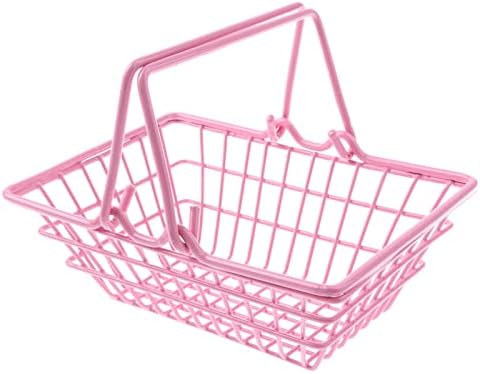 Mini metal Supermarket Basket, mini ružičasta košarka, pogodna za skladištenje namirnica, košara za skladištenje radne površine