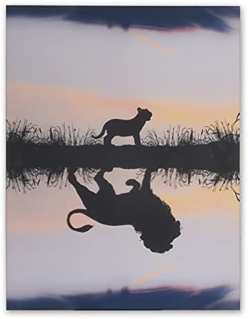 RUIDOZ inspirativna zidna Umjetnost uokvirena Poster lavova slika osvijetljena zalaskom Sunca Foto motivacijski platneni printovi za kućne dekoracije 16 x 12 inča-RDWA15