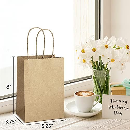 UCGOU 100pcs Male poklon vrećice 5,25x3,75x8 inča smeđe papirnate vrećice s ručkama Kraft Torbe za kupovinu Maloprodajne torbe za