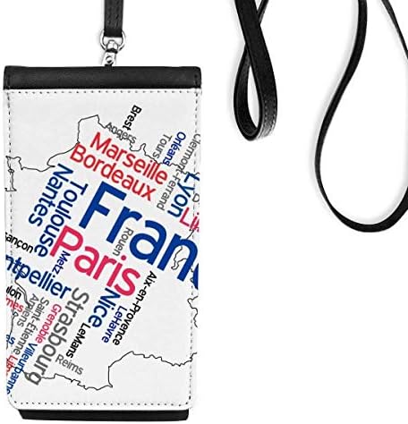 Riječi Naziv grada Francuska Označi kartu Telefon novčanik torbica Viseći mobilni torbica Crni džep