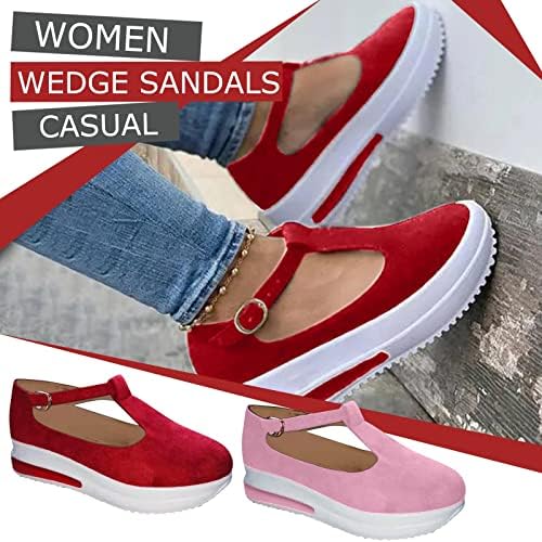 Sandale za žene klince, Dressy ljeto 2023 Peep toe platforme sandale cipele klinovi kopče gležnja dame flip flops