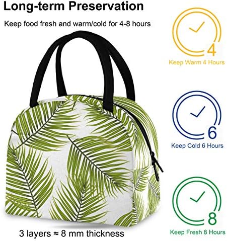 Izolovana torba za ručak za žene-tropsko ljetno palmino lišće velike nepropusne torbe za ručak s naramenicama za rad prijenosni
