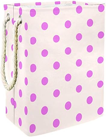 DJROW čvrsta korpa za veš roze Polka tačke tačke Bela sklopiva korpa za odeću velikog kapaciteta sa ručkama kanta za odlaganje ćebadi igračke za odeću