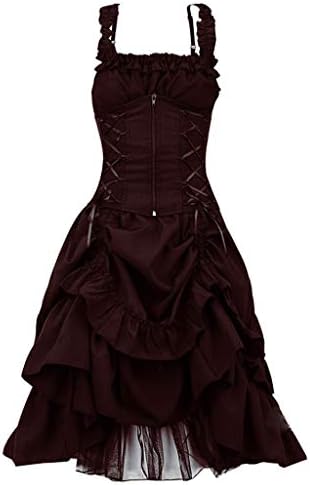 Haljine za žene 2022 Ženska čipka za ljuljanje rukava bez rukava rukava haljina gotičke haljine s korzetom Halter Halloween kostim