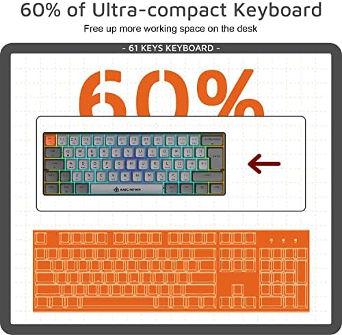 Magic-Refiner 60% žičana mehanička kompaktna tastatura za igre sa smeđim prekidačem, RGB LED pozadinskim osvjetljenjem, OEM sublimacijski PBT ključevi, 12000dpi lagani miš, oprema za igre za sobu / računar/Laptop