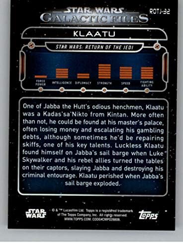2018 TOPPS Star Wars Galaktičke datoteke plava rotj-32 Klaatu Službena ne-sportska kartica za trgovanje u nm ili boljeg Conditona