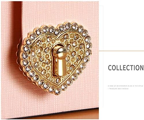 QTT prijenosni poklopac nakita mini kofer za nakit ružičasti kožni izlog sa kutijom za odlaganje ogledala za nakit nakita za žene