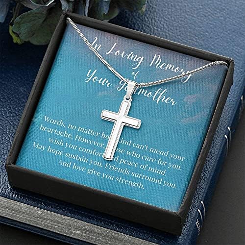 Nakit za poruke, ručno izrađena ogrlica - personalizirani poklon križ, gubitak kummorasti poklon, poklon za tugu, simpatija poklon, ogrlica sjećanja, kuma poklona, ​​kuma, kuma