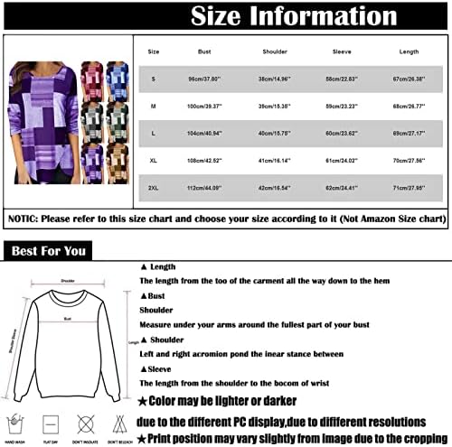 NOKMOPO WOMENS Flannel majica O-izrez Majica Modni geometrijski print gumb UP majica dugih rukava