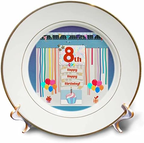 3drose Image of 8. rođendana, cupcake, svijeća, baloni, pokloni, streameri - ploče