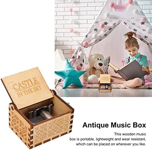 Ručna ručna muzička kutija, prenosiva drvena muzička kutija, muzička kutija za retro stil, dvorac u nebeskom muzičkom instrumentu