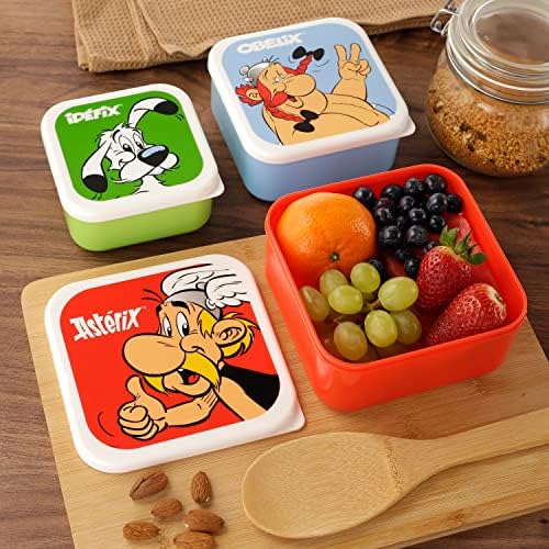 Puckator Asterix Set od 3 kutije za užinu M/L/XL - kutija za ručak sa više pretinaca - male posude za hranu - kutija za ručak za odrasle