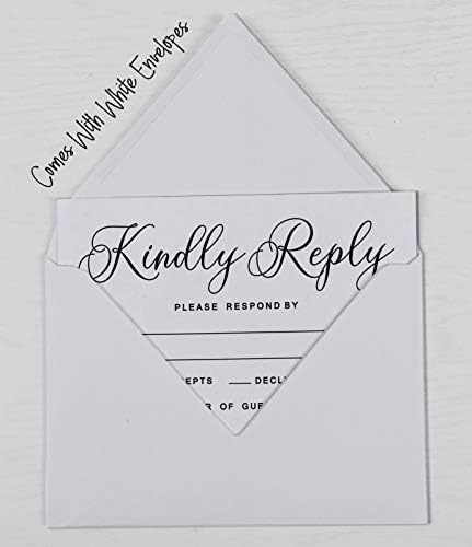InkDotpot 50 prazne RSVP kartice sa bijelim koverte-bijelim stilom Kartica-RSVP za vjenčanu večeru-baby tuš-mladenci za angažvne pozivnice