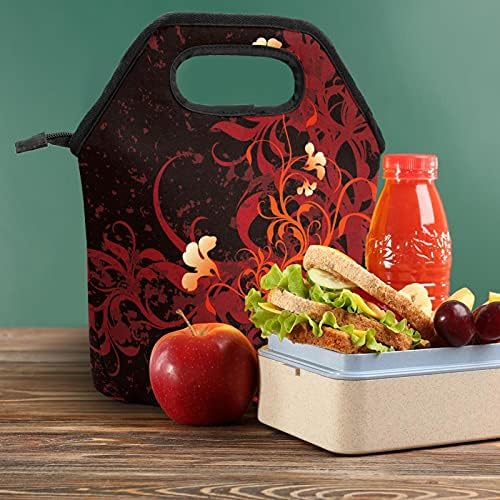 Izolovana kutija za ručak, apstraktno crveno cvijeće za višekratnu upotrebu hladnjak vodootporan termo komplet obroka sa glatkim patentnim zatvaračem, nepropusna torba za ručak za djecu/odrasle