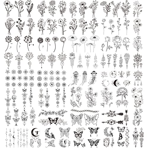 Cerlaza 100 listova privremene tetovaže za žene djevojke, 420 miješanih stilova lažne naljepnice za tetovaže koje izgledaju stvarno