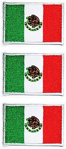 Jednomx 3pcs. Zemlja zastava Meksiko Vezerani Applique Patch Mexico Zastava amblem Uniform Vojno taktičko željezo na šini zakrpe za jakne