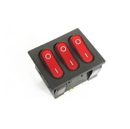 5pcs 9-pinski crveni gumb Rocker prekidač KCD3-303 15A 250V 3 na koji način KCD4 uključene prekidače za uključivanje 40x34mm