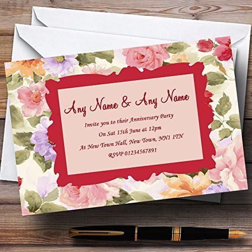 The Card Zoo vintage cvjetni zadivljujući čaj se obljetnica vjenčanja Personalizirane pozivnice
