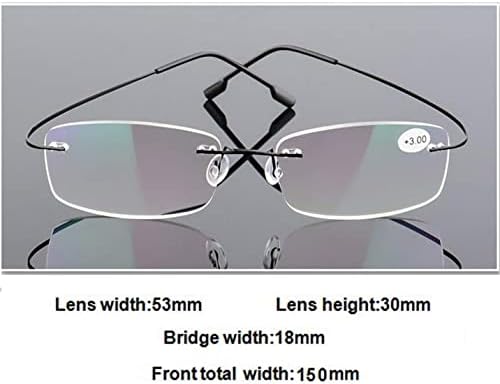 Viseng Set od 2 naočare za čitanje bez okvira titanium metal ultra Light čitači muškaraca i žena