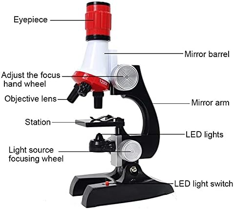 Fguikz Biological Microscope Lab LED Microscope 100x do 1200x Science Home School edukativni optički Instrument