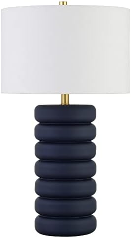 Henn& Hart 25 visoka keramička Bubble Body stolna lampa sa sjenilom tkanine u mat crnoj boji / mesing/bijeloj boji, lampa, stolna