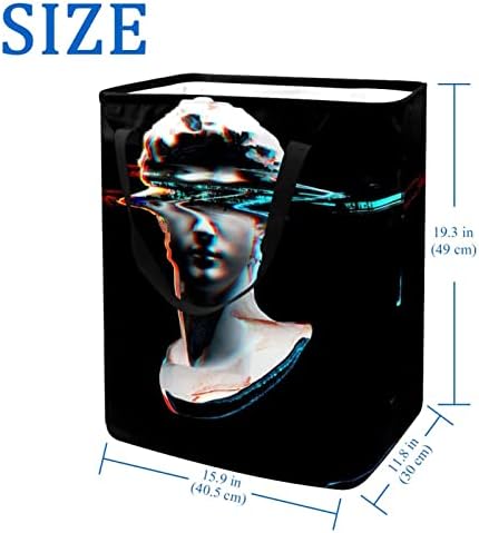 Digitalni otisak skulpture glave sklopiva korpa za veš, 60L vodootporne korpe za veš kante za veš igračke za odlaganje za spavaonicu u kupatilu