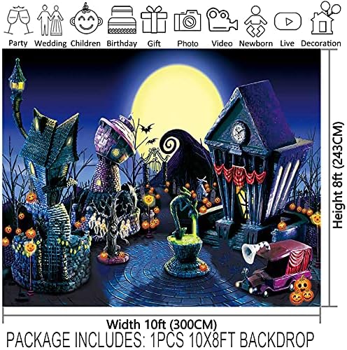 120x96inch tkanina noćna mora prije Božića Halloween Pozadina bundeva Moon Town pozadina dekoracije rođendan Baby Shower potrepštine