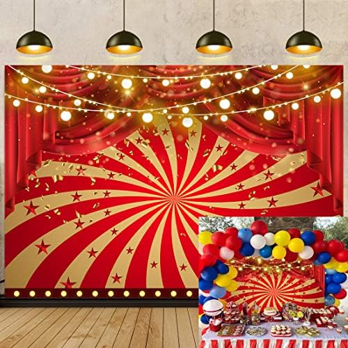 Crvena Karneval pozadina Cirkus tema fotografija pozadina 7x5ft zlato Glitter Crvena zavjesa Baby tuš Rođendanska zabava dekoracija foto snimanje rekviziti