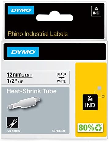 DIYO industrijske cijevi za skupljanje toplote za DYMO LABELWRITER i proizvođače industrijske etikete, crni na bijelom, 1/2 ,