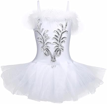 Feeshow Girls Sparkle perle baleta baleta Swan Dance Outfit kostimi Tutu suknja s dugim rukavicama i kopčom za kosu