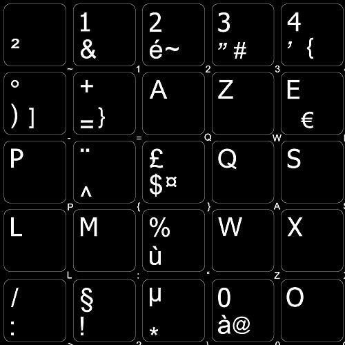 Francuski AZERTY tastatura naljepnice crna pozadina za Desktop, Laptop I Notebook
