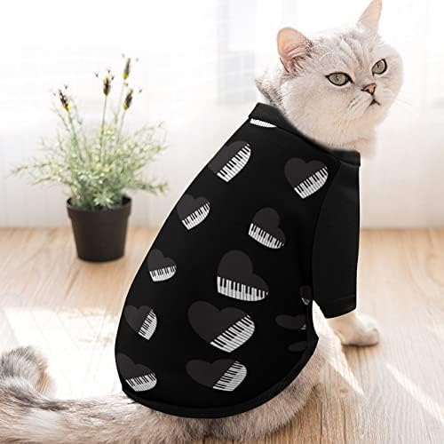 FunnyStar klavir Keys Heart Print PET dukserice sa pulovernim puloverom za pse za pse mačka sa dizajnom