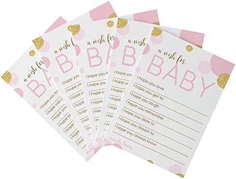 Roze i zlatne želje za Baby Shower kartice, uspomene i savjete-slatka aktivnost zabave za goste - Wishing Well, Rođendanska vremenska