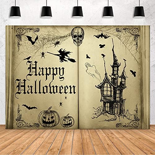 MEHOFOND Happy Halloween Backdrop Halloween Party Dekoracije zalihe Banner Tale knjige horor bundeve Spider Witch Decor fotografija