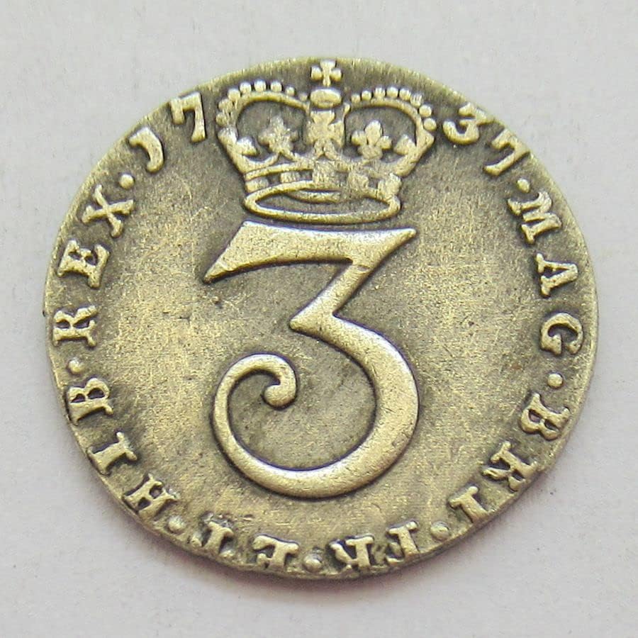 British 3 Pence 1737, 1740. stranačka kovanica za spoljnu repliku