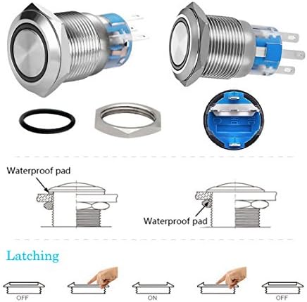 Werfamily Angel eye Ring 12v bijeli LED 19mm prekidač na dugme 1no 1nc SPDT ON / OFF vodootporni metalni okrugli od nerđajućeg čelika sa žičanim utičnicom