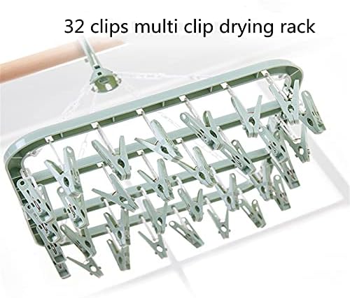 JZ & amp; TS Magic sklopivi vješalica multifunkcionalni 32 Clip stalak za sušenje odjeće za odrasle viseći dječji donji veš stalak za čarape Plastična vješalica