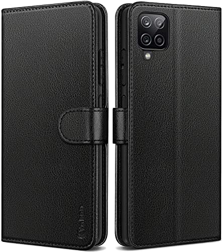 Vakoo Samsung Galaxy A12 torbica za novčanik, 6,5 inča, premium PU-kožna Navlaka za telefon sa preklopnom futrolom sa držačem za kartice i postoljem, Crna